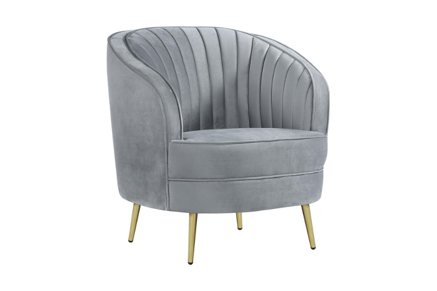 Sophia Upholstered Channel Tufted Barrel Accent Chair Grey 506866