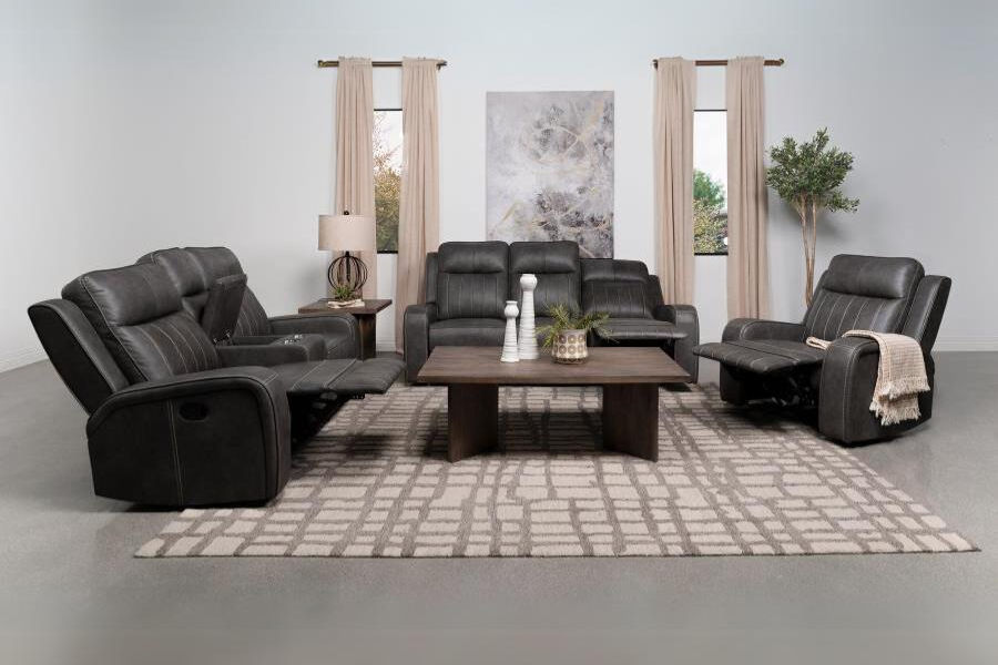 Raelynn 3-piece Upholstered Reclining Sofa Set Grey 603191-S3