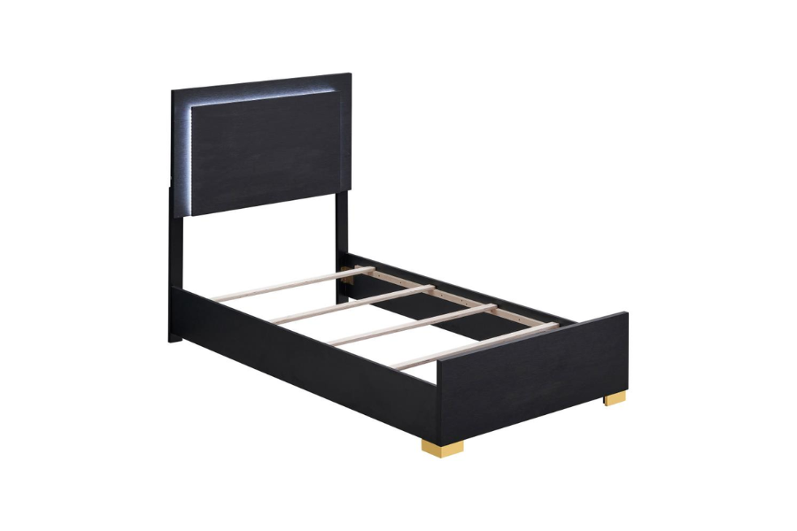 Marceline Wood Twin LED Panel Bed Black 222831T Comming Soon