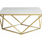 Meryl Square Faux Marble Top Coffee Table White and Gold 700846