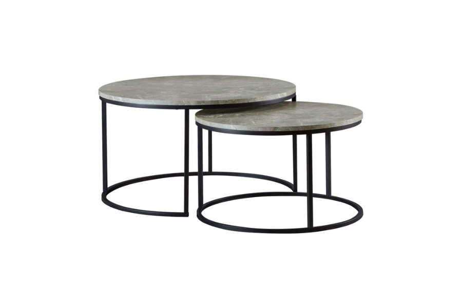 Lainey 2-piece Round Faux Marble Nesting Coffee Table Grey 736028 Comming Soon