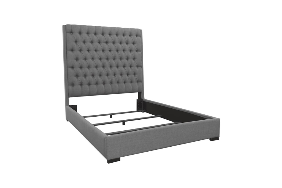 Camille Upholstered Eastern King Panel Bed Grey 300621KE