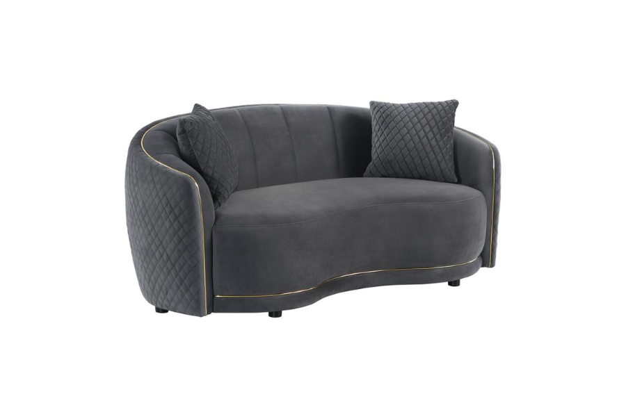 Brookside Velvet Upholstered Curved Loveseat Dark Grey 504845 Comming Soon