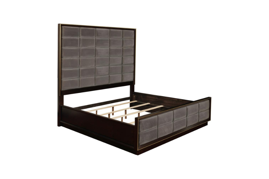 Cama con paneles estilo Eastern King de 77 pulgadas Durango, color pimienta ahumada 223261KE 