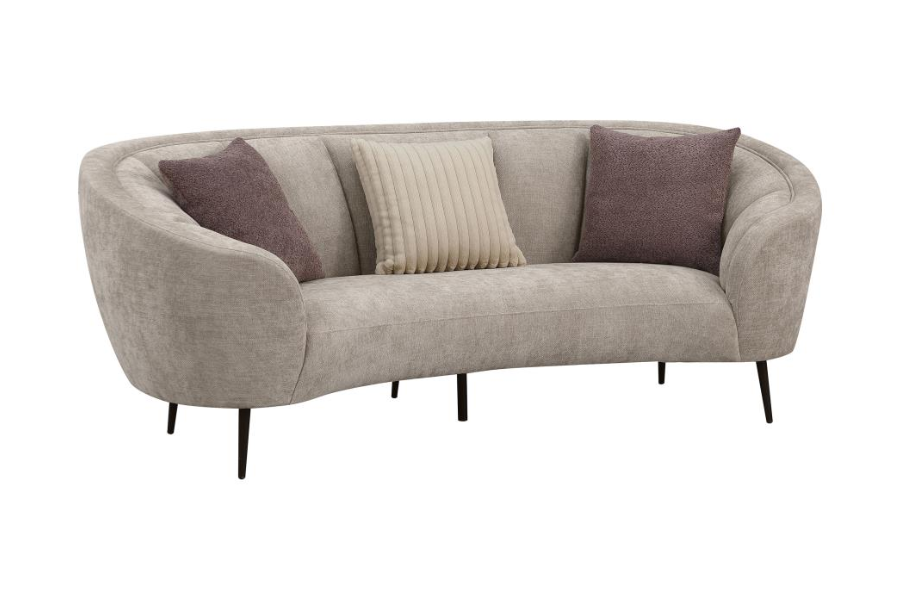 Ellorie Upholstered Channel Back Curved Sofa Beige 504837 Comming Soon