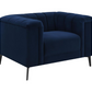 Chalet Upholstered Tuxedo Arm Tufted Chair Blue	509213