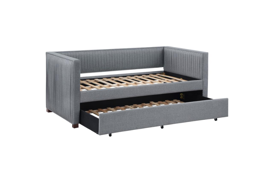 Brodie Upholstered Twin Daybed with Trundle Grey 300554