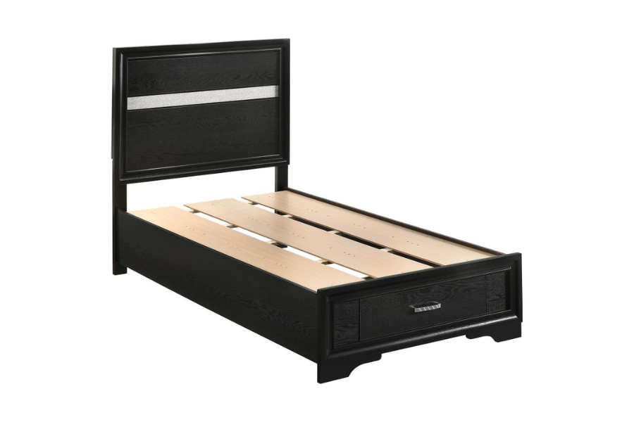 Miranda 51-inch Wood Twin Storage Panel Bed Black 206361T Comming Soon