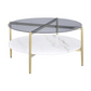 Jonelle Round Glass Top Coffee Table White Marble Shelf Gold 710338