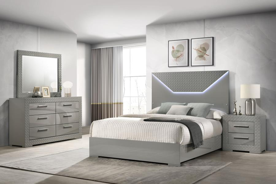 Ives 4-piece Queen Bedroom Set Grey High Gloss 224971Q-S4 Coming Soon