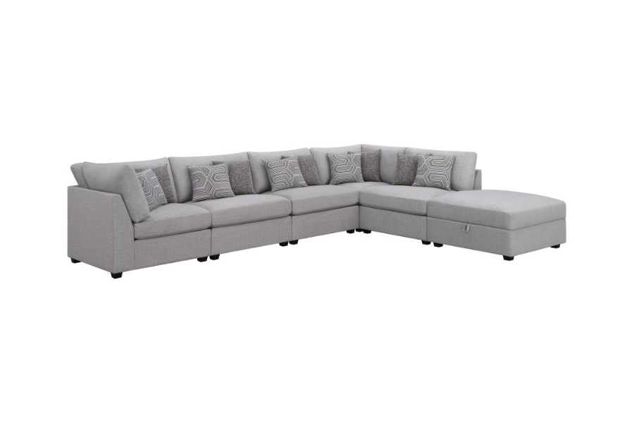 Cambria 6-piece Upholstered Modular Sectional Sofa Grey	551511-SET