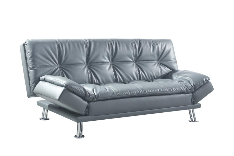 Sofá cama convertible con capitoné tapizado Dilleston gris 500096 