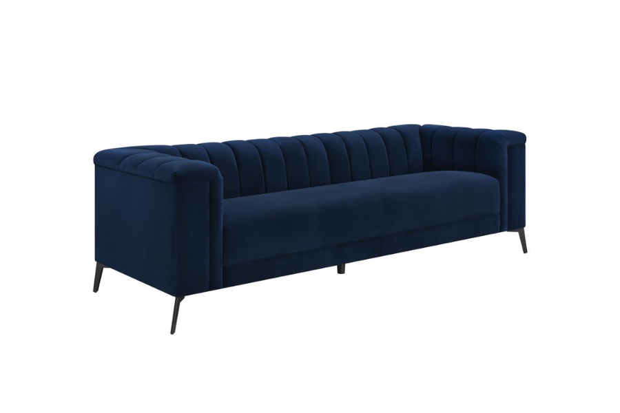 Chalet Upholstered Tuxedo Arm Tufted Sofa Blue 509211