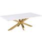 Visalia Faux Marble Top Stainless Steel Coffee Table Gold 710218