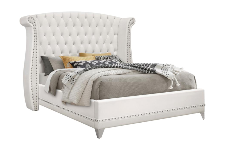 Barzini Upholstered Queen Wingback Bed White 300843Q