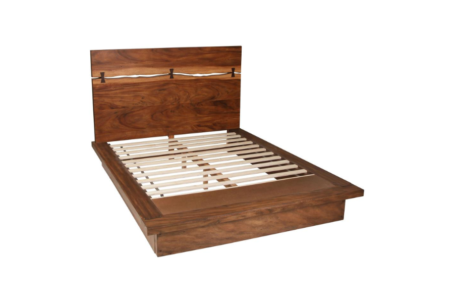 Cama Queen con paneles Winslow Wood en nogal ahumado y grano de café 223250SKE-S5 