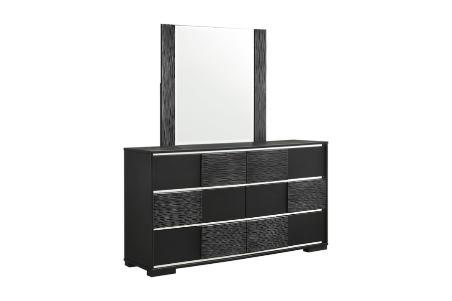 Blacktoft 6-drawer Dresser with Mirror Black 207103M