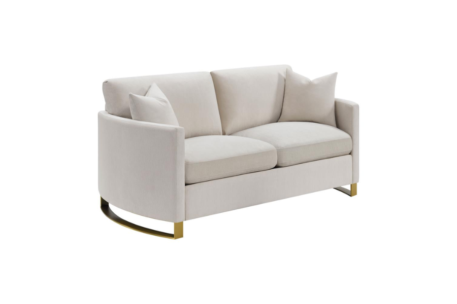 Corliss Upholstered Arched Arm Loveseat Beige 508822