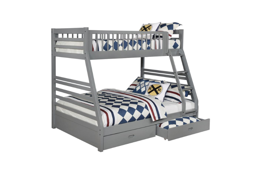 Ashton 2-drawer Wood Twin Over Full Bunk Bed Grey 460182