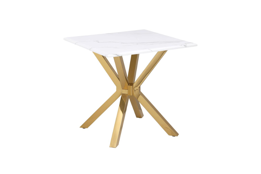 Visalia Faux Marble Top Stainless Steel End Table Gold 710217