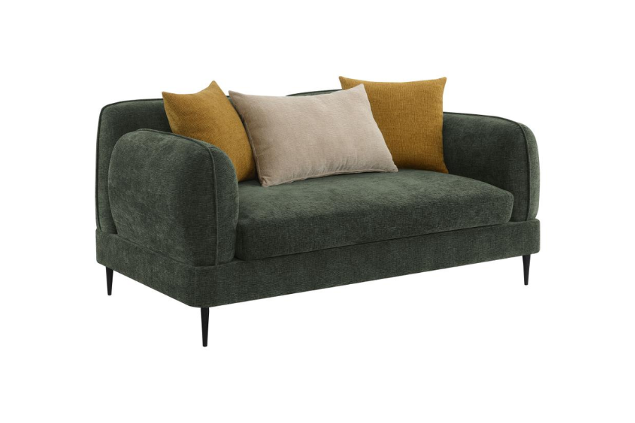 Jade Chenille Upholstered Modern Track Arm Loveseat Green 509132