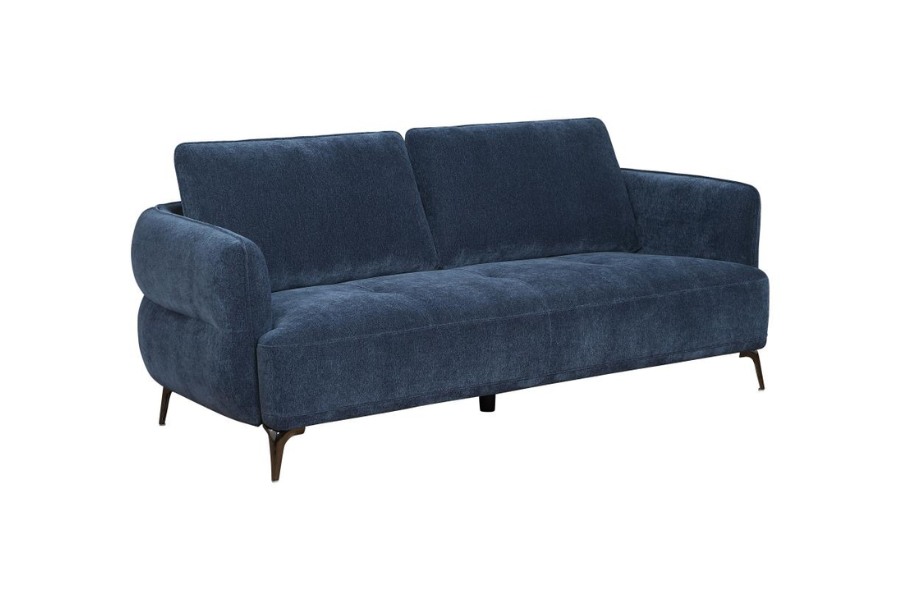 Lively Chenille Upholstered Modern Track Arm Sofa Blue 509041