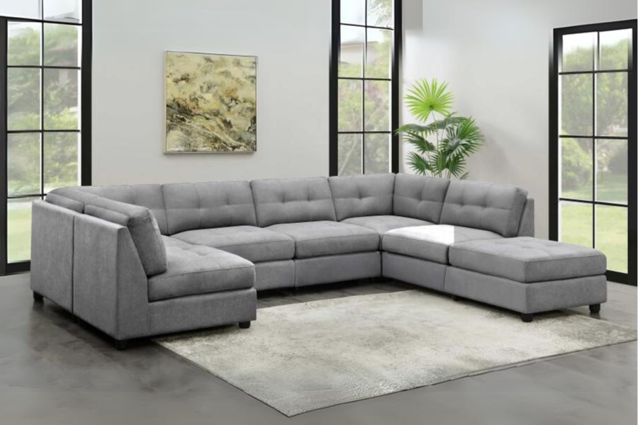 Claude 7-piece Upholstered Modular Sectional Sofa Dove 551004-SETA