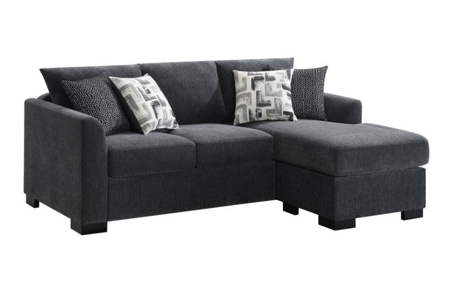 Storey Upholstered Sleeper Sectional Chaise Sofa Dark Grey 504777