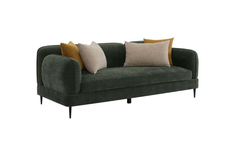 Jade Chenille Upholstered Modern Track Arm Sofa Green 509131