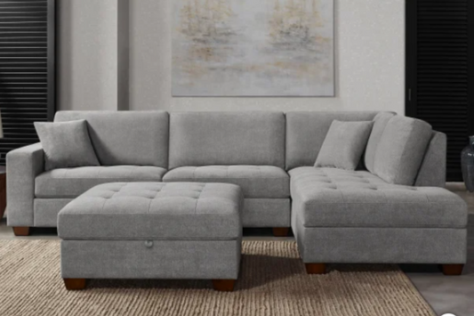 Thomasville Miles Fabric Sectional with Storage Ottoman