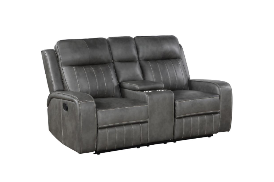 Raelynn Upholstered Track Arm Motion Loveseat Grey	603192