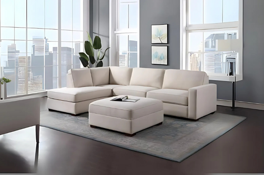 Abilen Fabric Sectional with Storage Ottoman