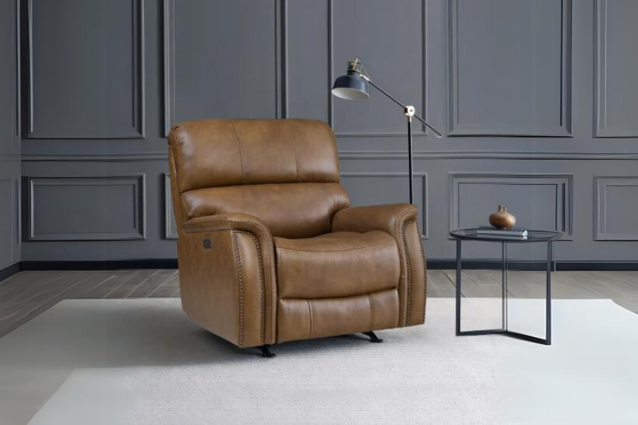 Barcalounger Presley Leather Power Rocker Recliner with Power Headrest