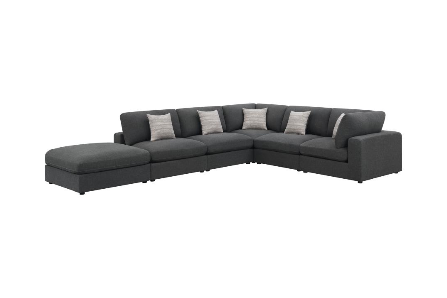 Serene 6-piece Upholstered Modular Sectional Sofa Charcoal 551324-SET