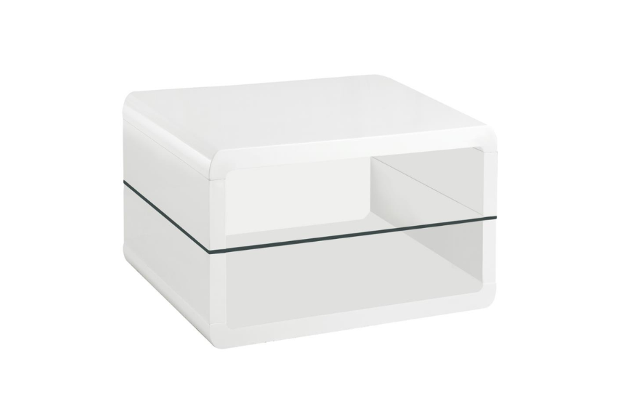 Elana 1-shelf Rectangular Side End Table White High Gloss	703267