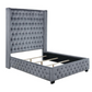 Cama tapizada con respaldo de alas estilo Eastern King de Rocori, color gris 306075KE 