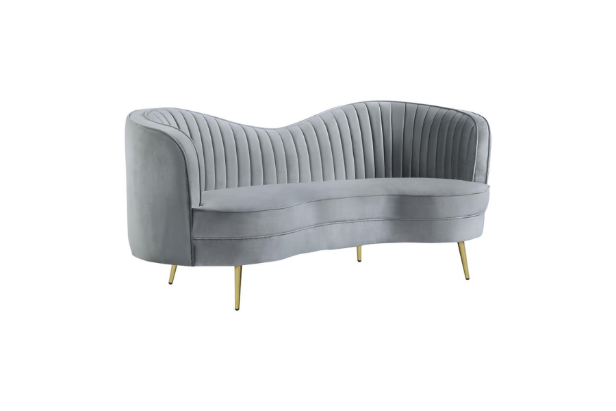 Sophia Upholstered Channel Tufted Loveseat Grey 506865