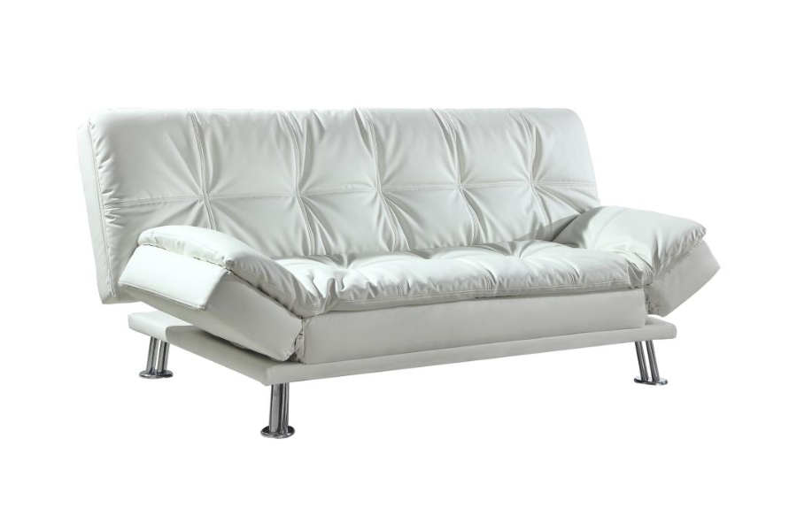 Sofá cama convertible con mechones y tapizado Dilleston en color blanco 300291 