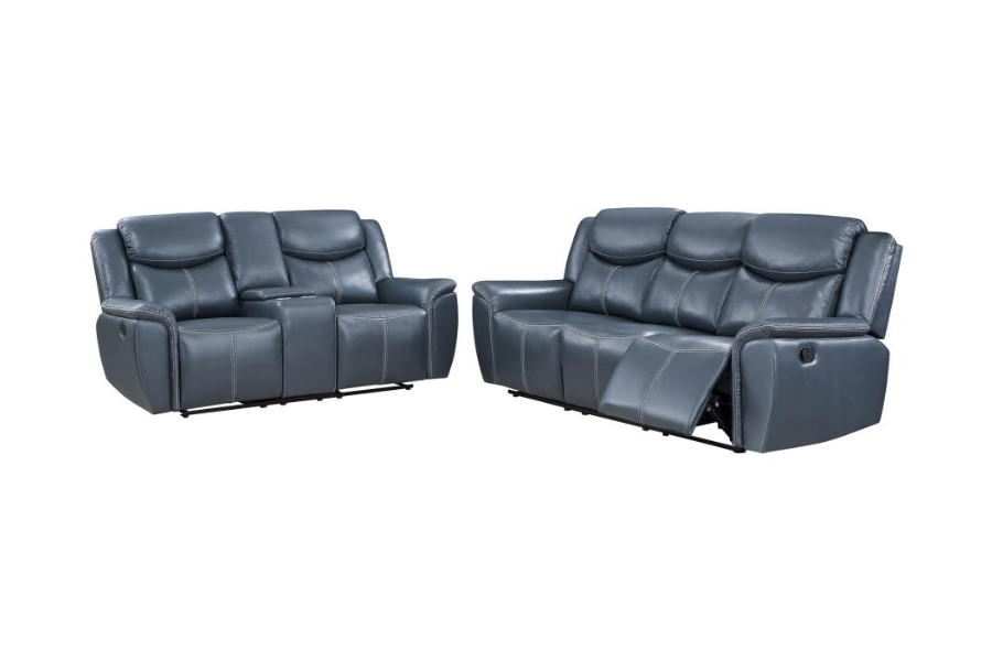 Sloane 2-piece Upholstered Reclining Sofa Set Blue 610271-S2