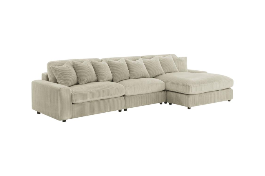 Sofá chaise longue reversible tapizado Blaine en color arena 509899-SET 