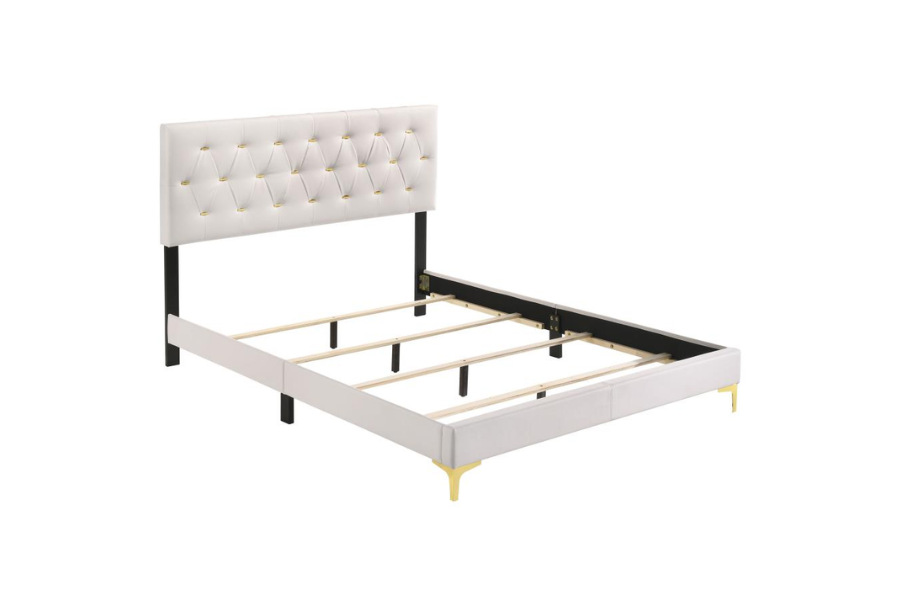 Cama Queen tapizada Kendall en color blanco 224401Q 