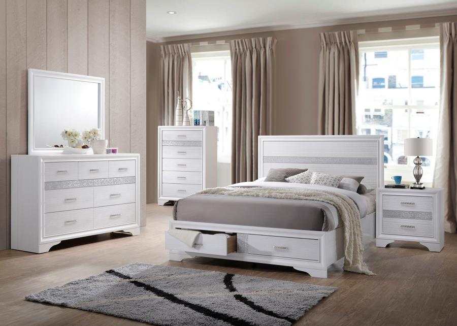 Miranda Wood Queen Storage Panel Bed White 205111Q