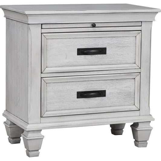 Franco 2-drawer Nightstand Distressed White	- 205332