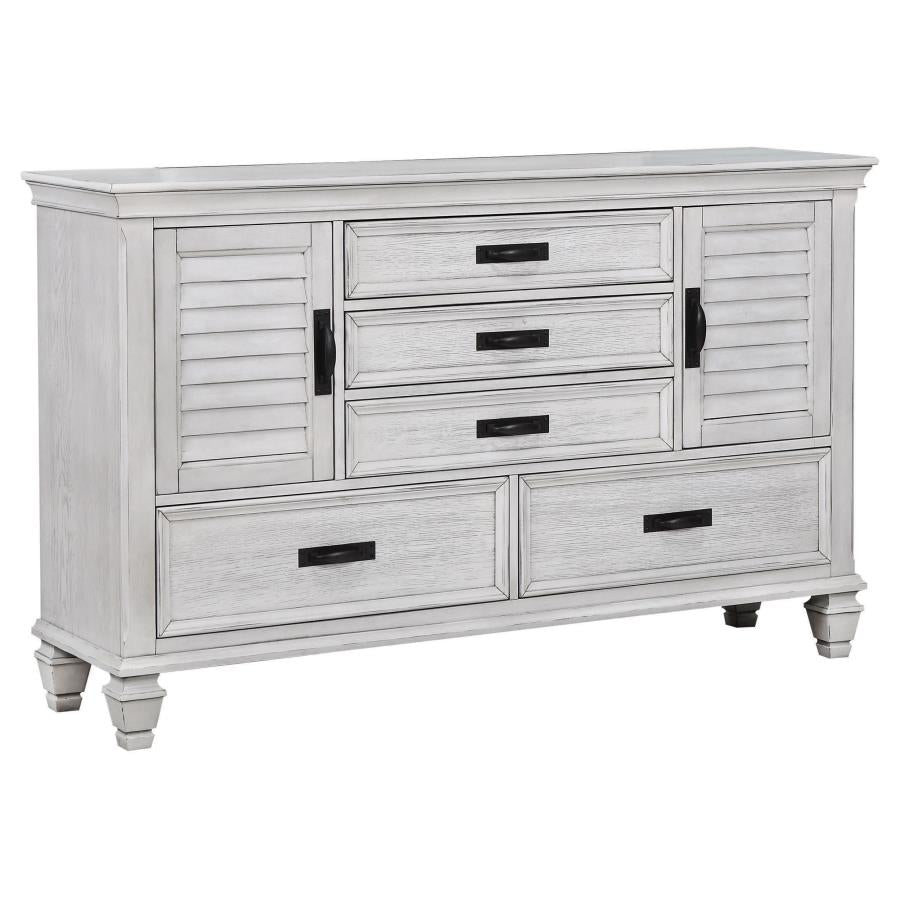 Franco 5-drawer Dresser Distressed White - 205333