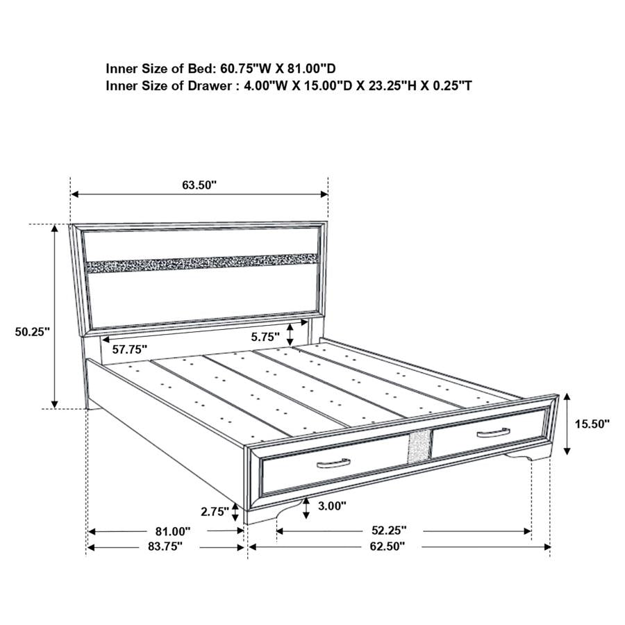 Miranda Wood Queen Storage Panel Bed Black 206361Q