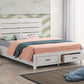 Cama Queen con paneles de almacenaje de madera Brantford en color blanco costero 207050Q 