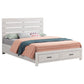 Cama Queen con paneles de almacenaje de madera Brantford en color blanco costero 207050Q 