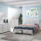 Cama Queen con paneles de almacenaje de madera Brantford en color blanco costero 207050Q 