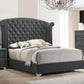 Cama Queen Melody tapizada con respaldo alto, color gris 223381Q 