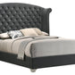 Cama Queen Melody tapizada con respaldo alto, color gris 223381Q 